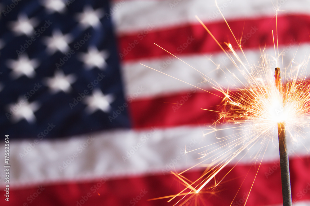 American flag sparkler Fourth of July