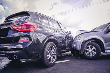 two cars colliding