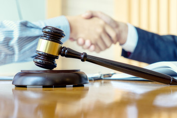 gavel and handshake