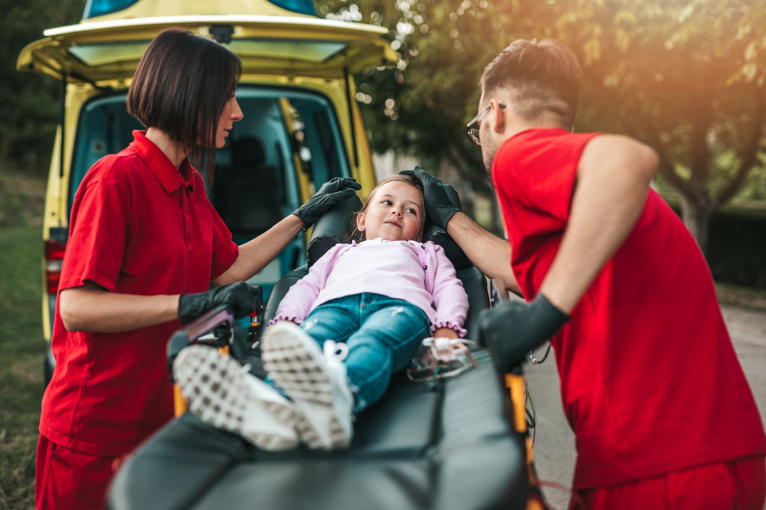 young child on stretcher